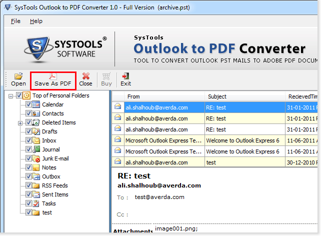 Outlook PST to PDF Converter software
