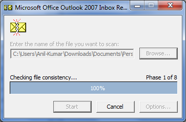 Step 4) Click the Start button to initiate the scanning of uploaded PST file