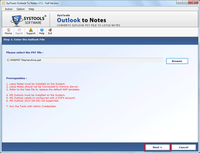 PST to NSF Converter Software Outlook to Lotus Notes