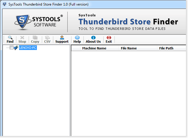 Find Thunderbird Data File software