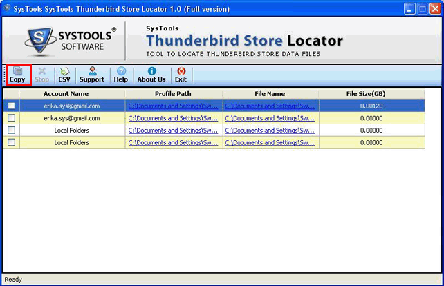 Locate Thunderbird Email Folder software