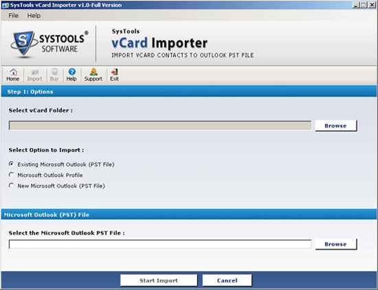 Import Multiple vCard Files in Outlook software