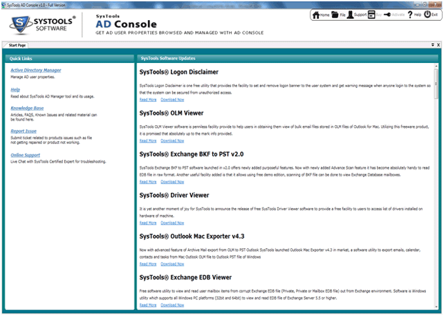 SysTools AD Console software