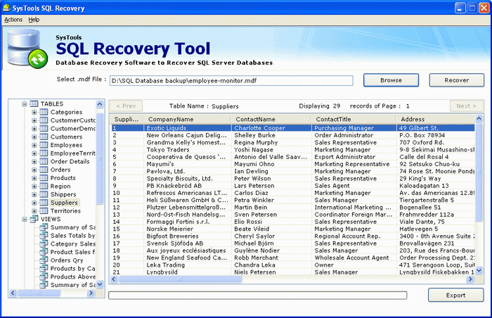 SQL Server Database Recovery software